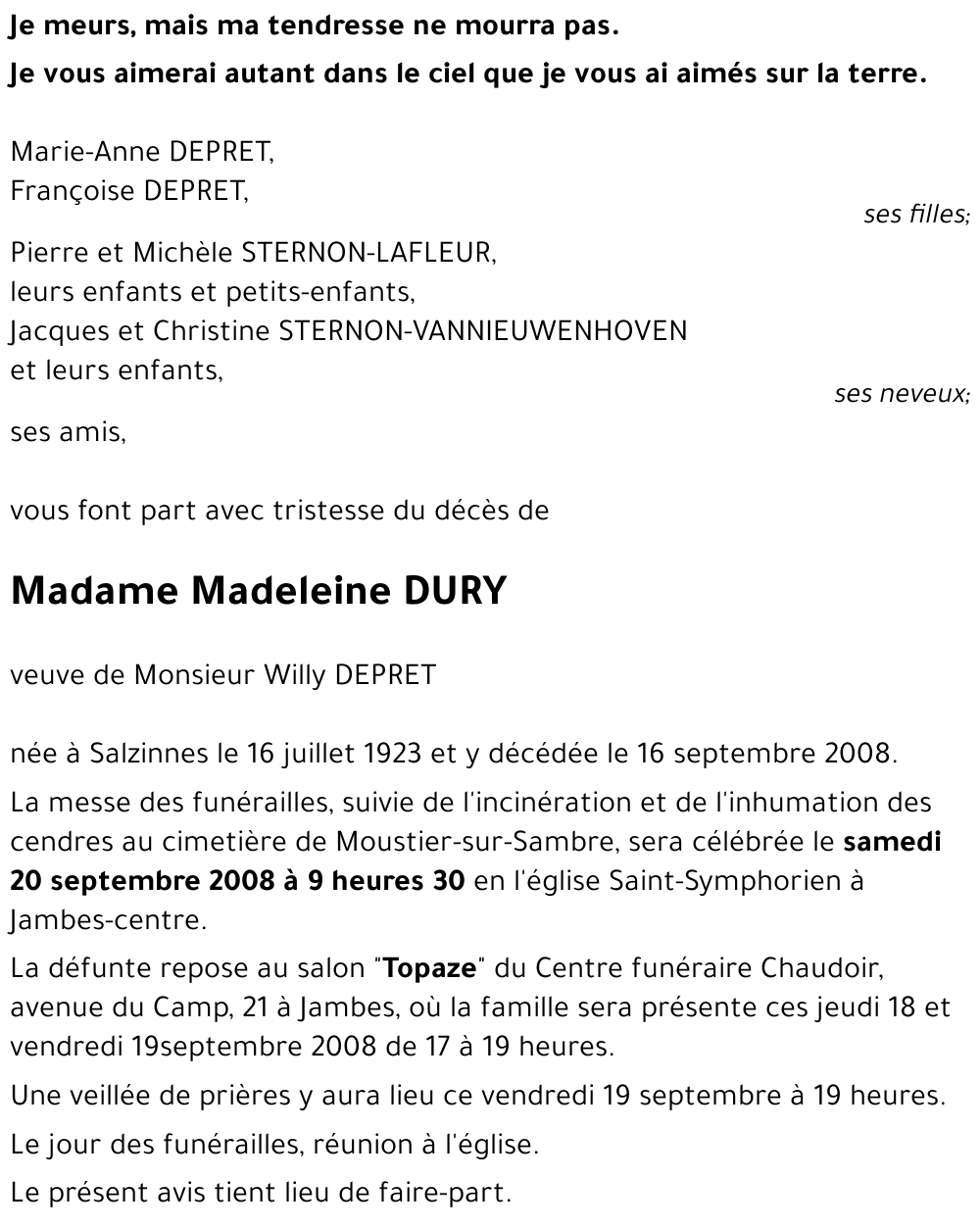 Madeleine DURY