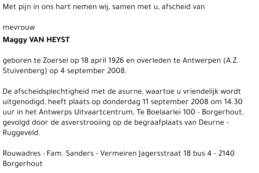 Margaretha Van Heyst