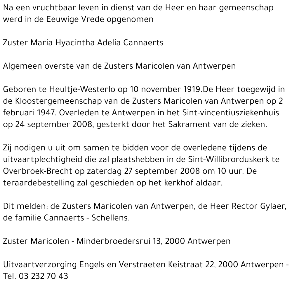 Maria Hyacinthe Adelia Cannaerts