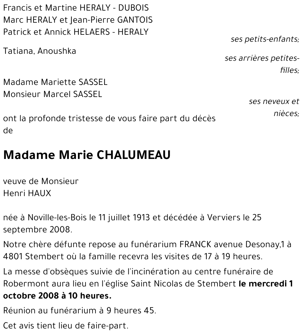 Marie CHALUMEAU