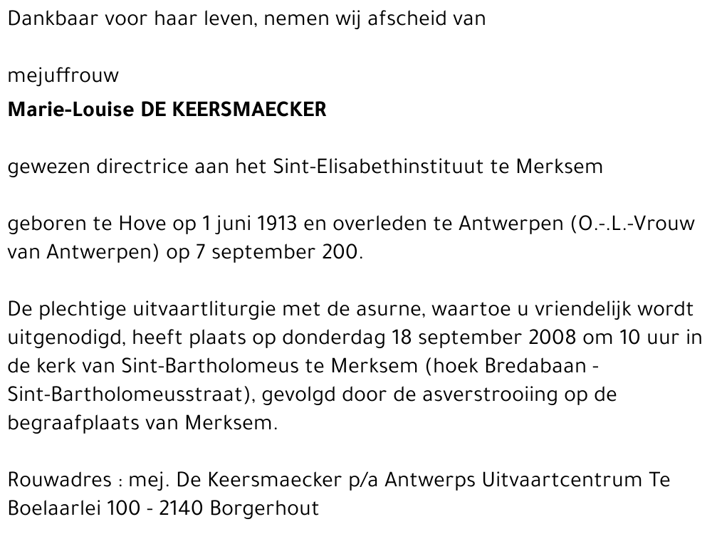Marie-Louise De Keersmaecker