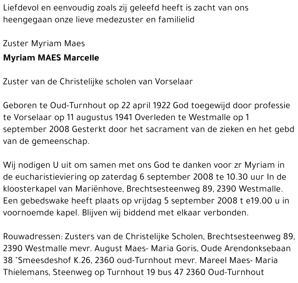 Myriam Zuster Marcelle Maes