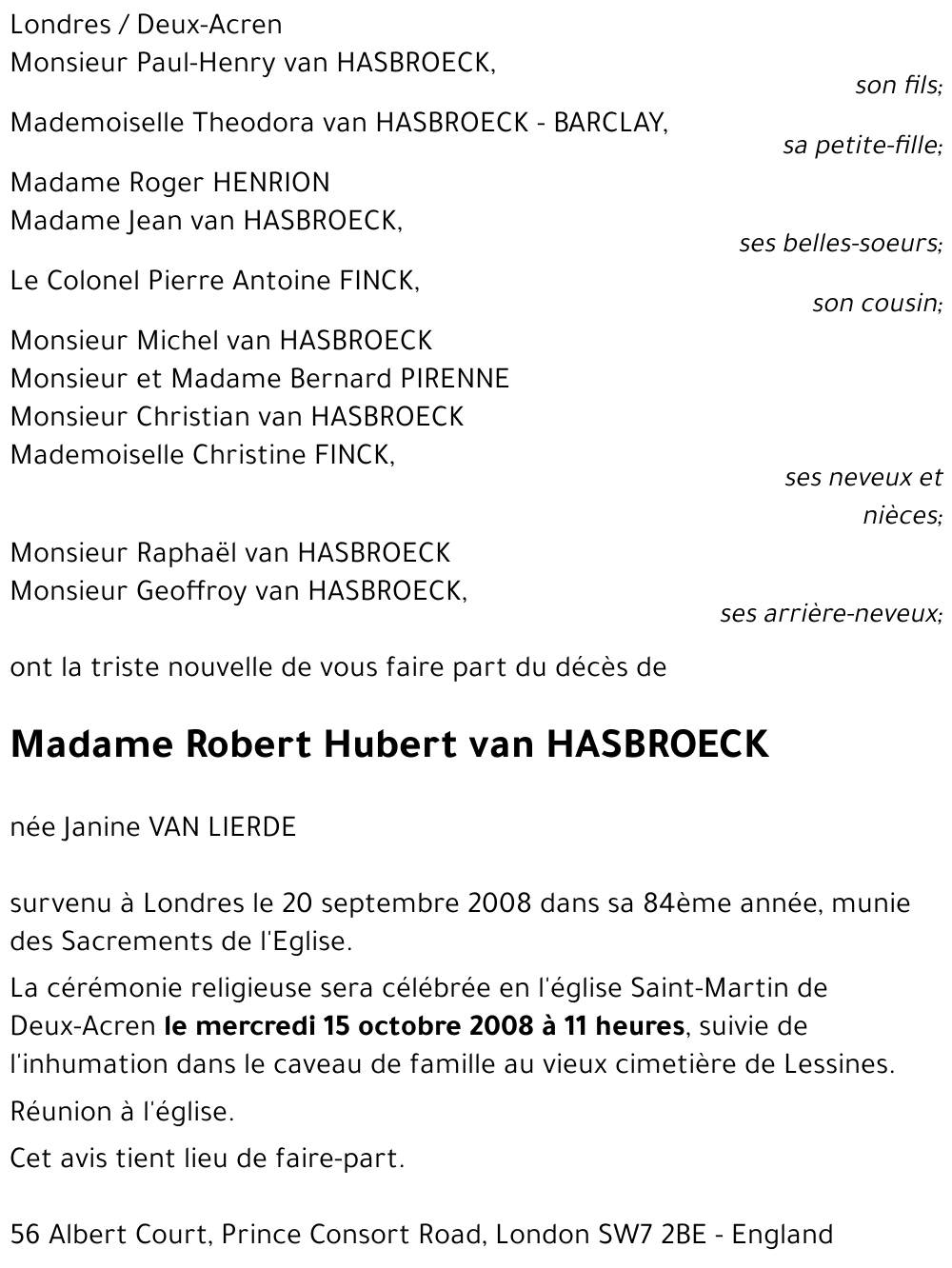 Robert Hubert van HASBROECK