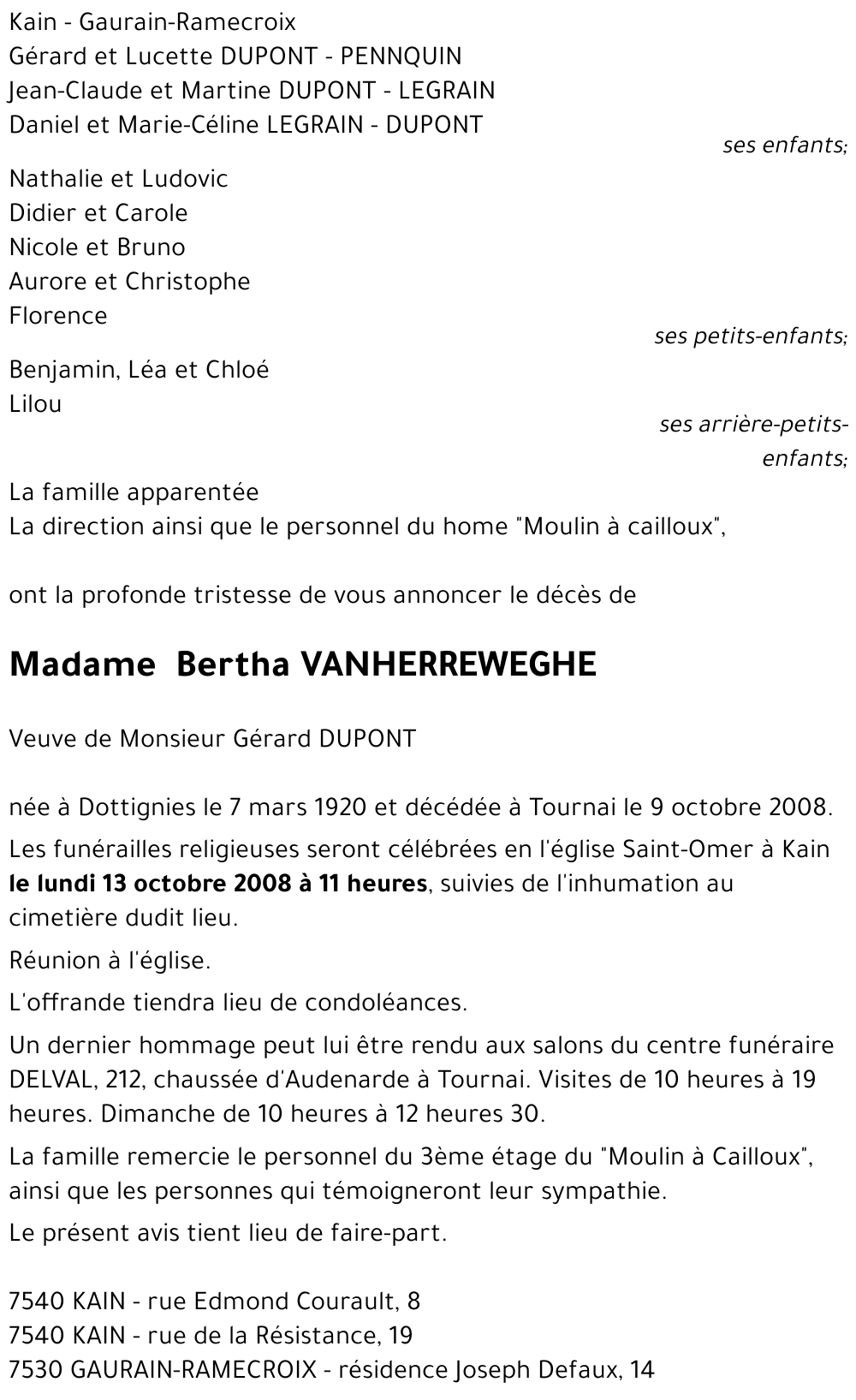 Bertha VANHERREWEGHE