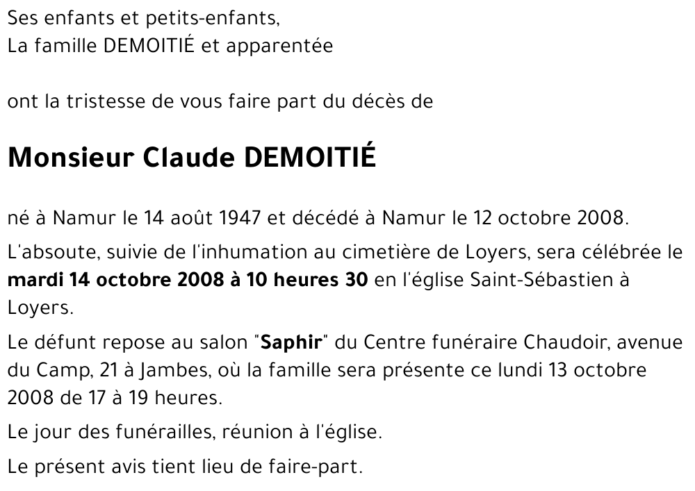 Claude DEMOITIÉ