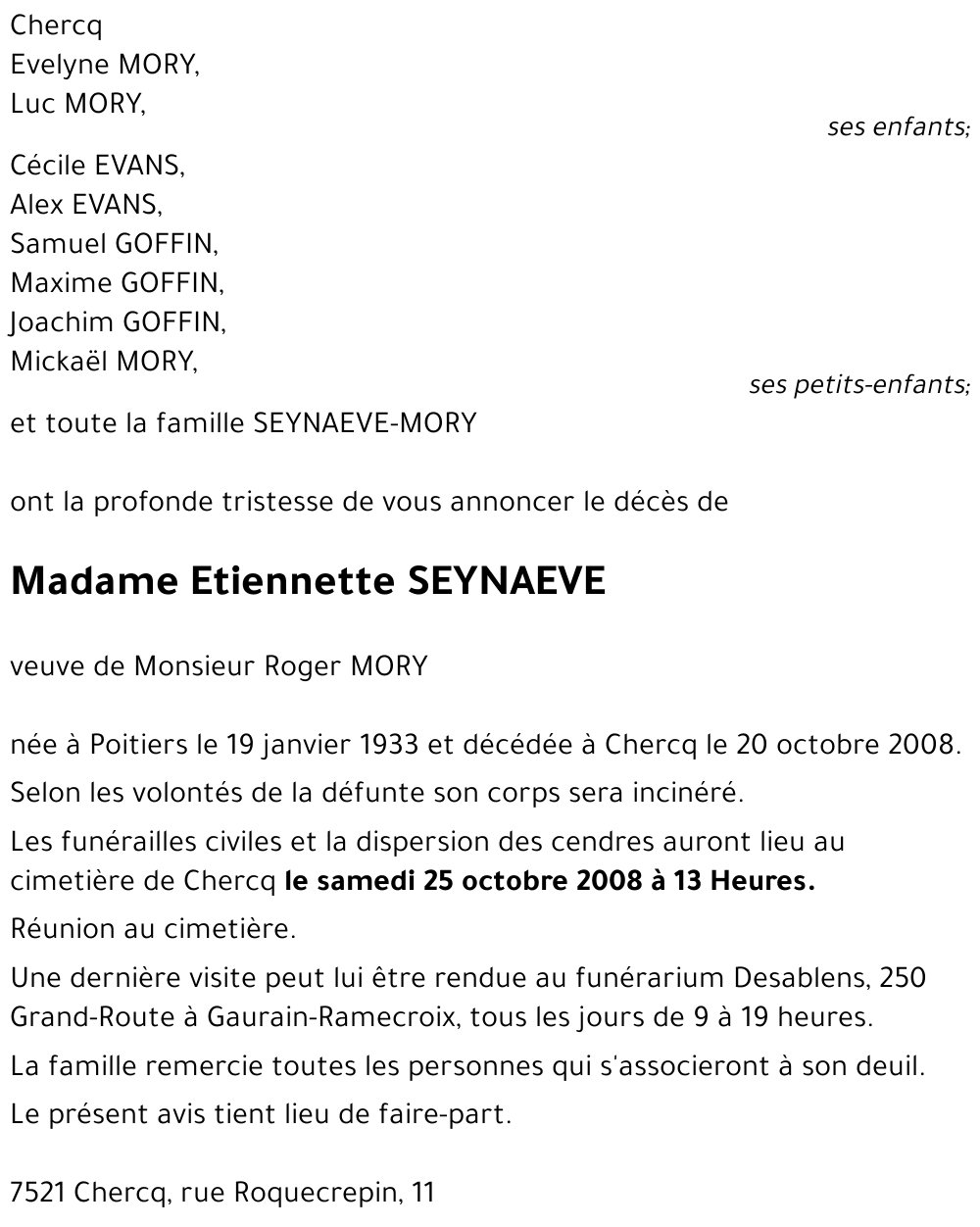 Etiennette SEYNAEVE