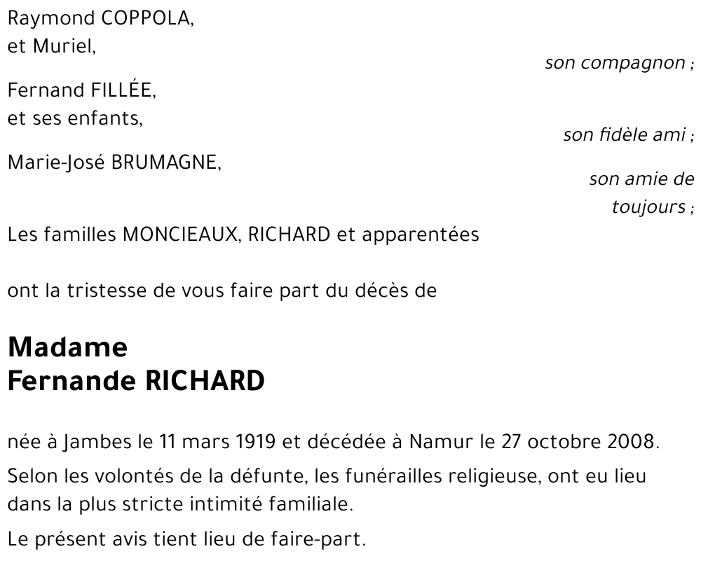 Fernande RICHARD