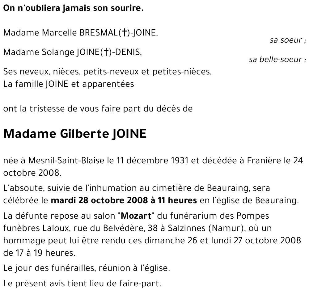 Gilberte JOINE
