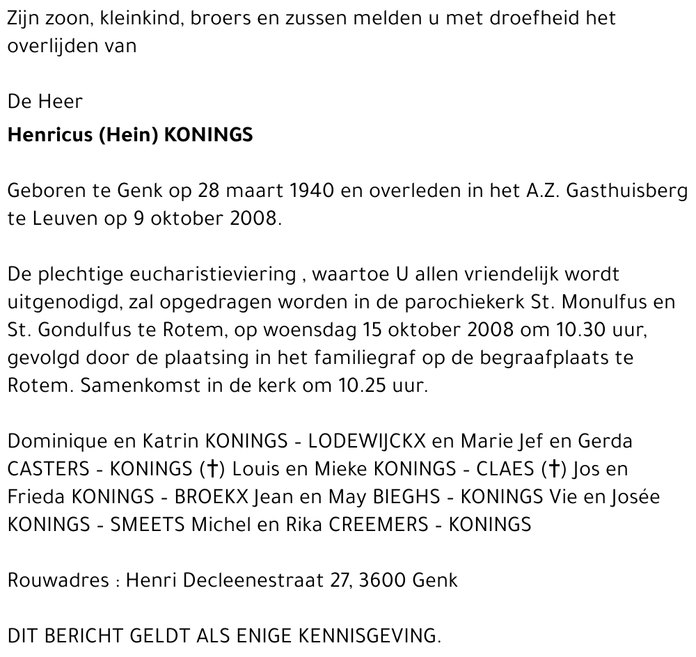Henricus (Hein) Konings