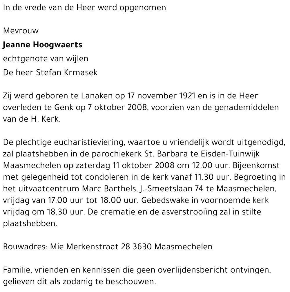 Jeanne Hoogwaerts