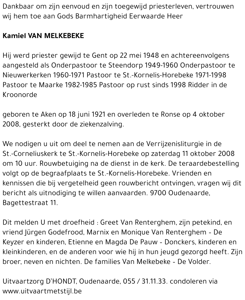 Kamiel VAN MELKEBEKE