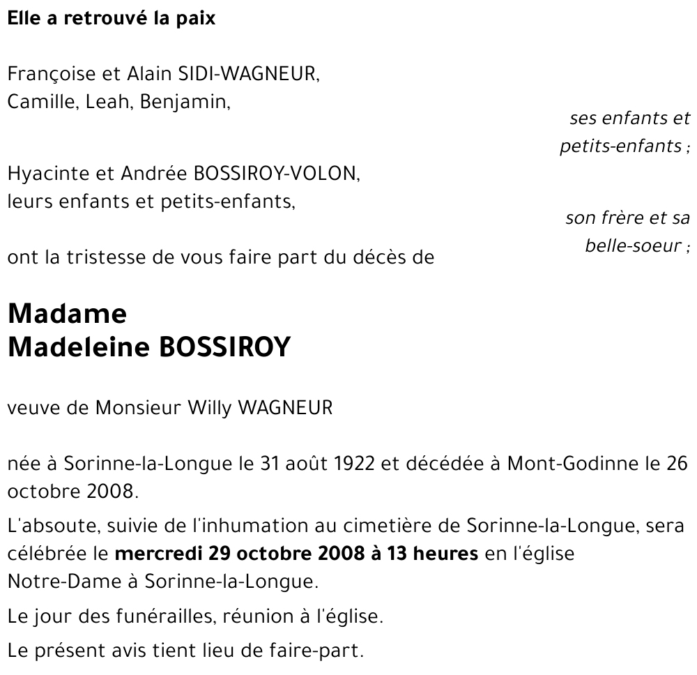 Madeleine BOSSIROY