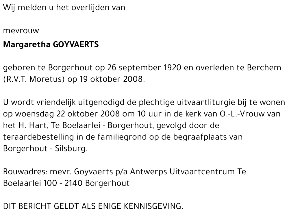 Margaretha Goyvaerts