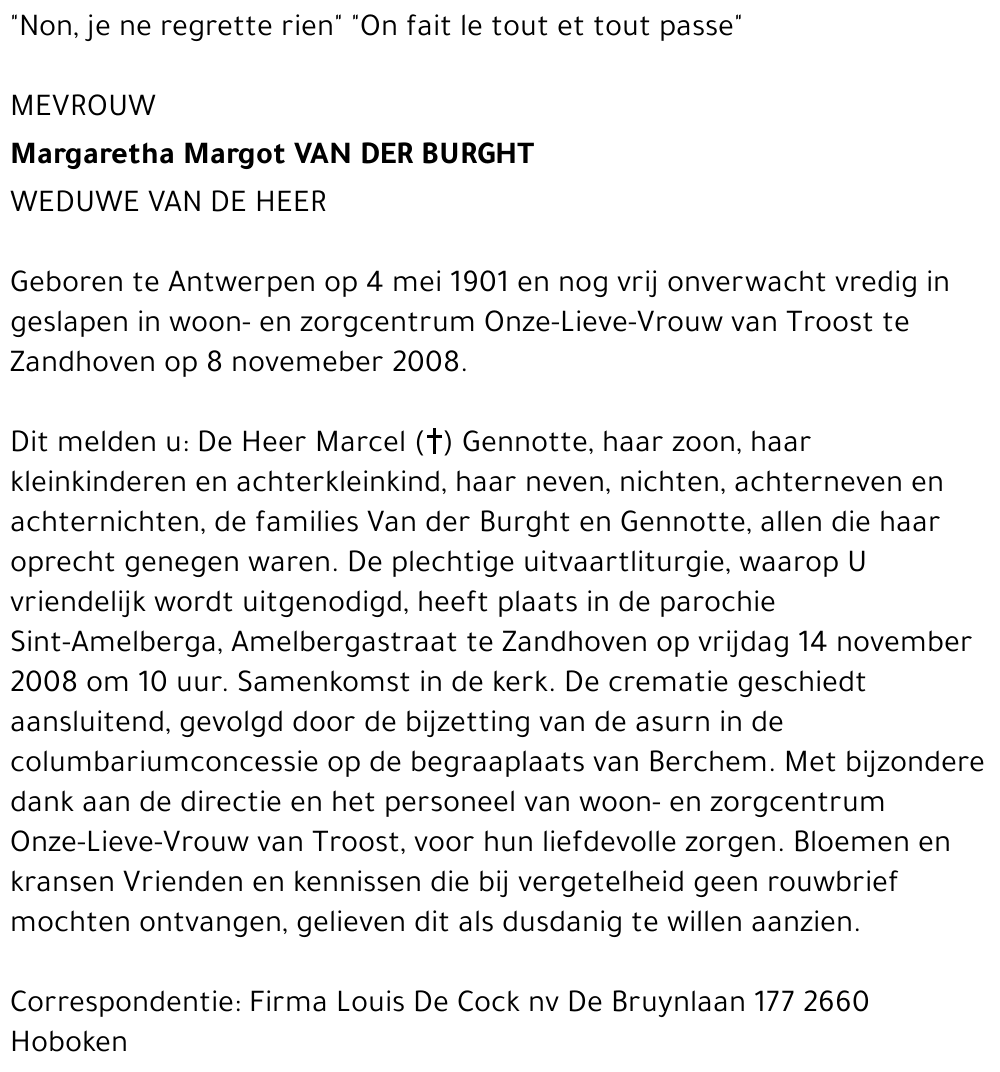 Margaretha Van der Burght