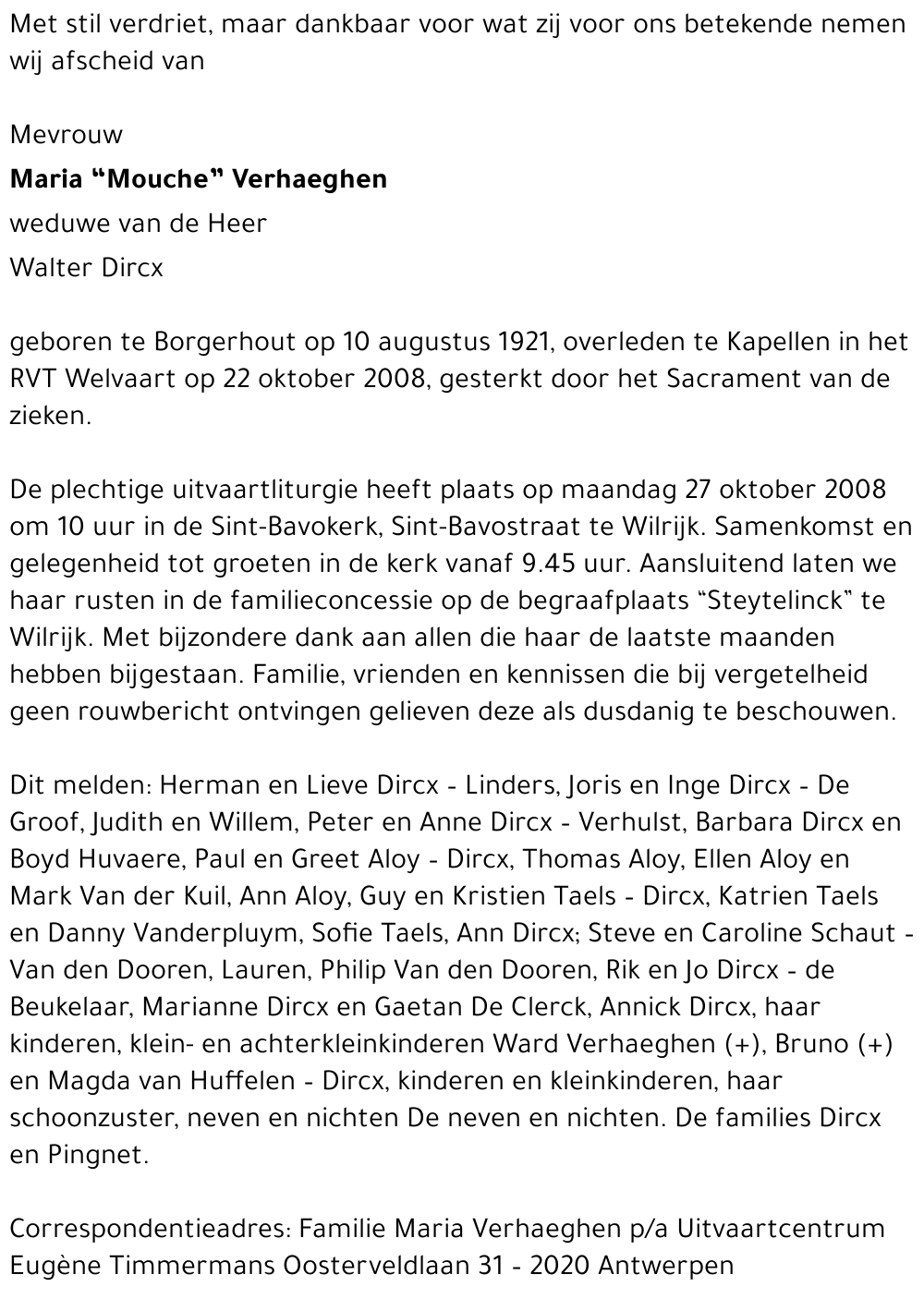 Maria VERHAEGHEN