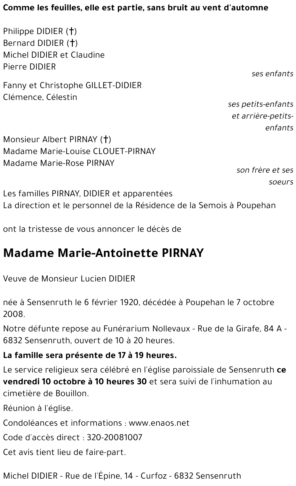 Marie-Antoinette PIRNAY