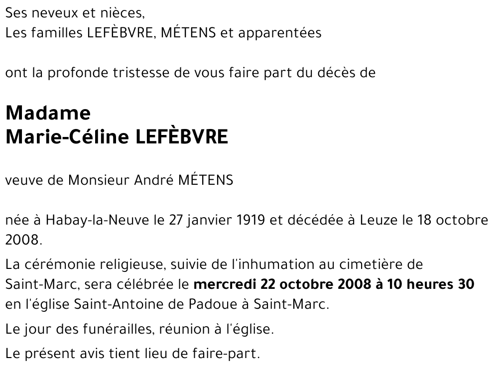 Marie-Céline LEFEBVRE