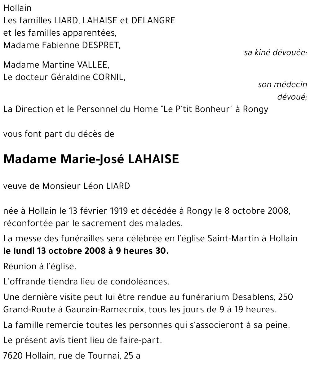 Marie-José LAHAISE