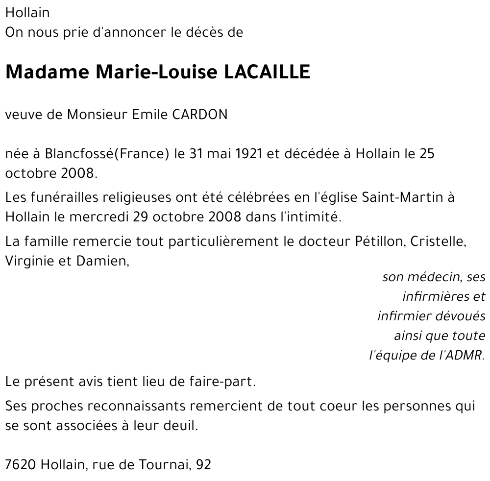 Marie-Louise LACAILLE