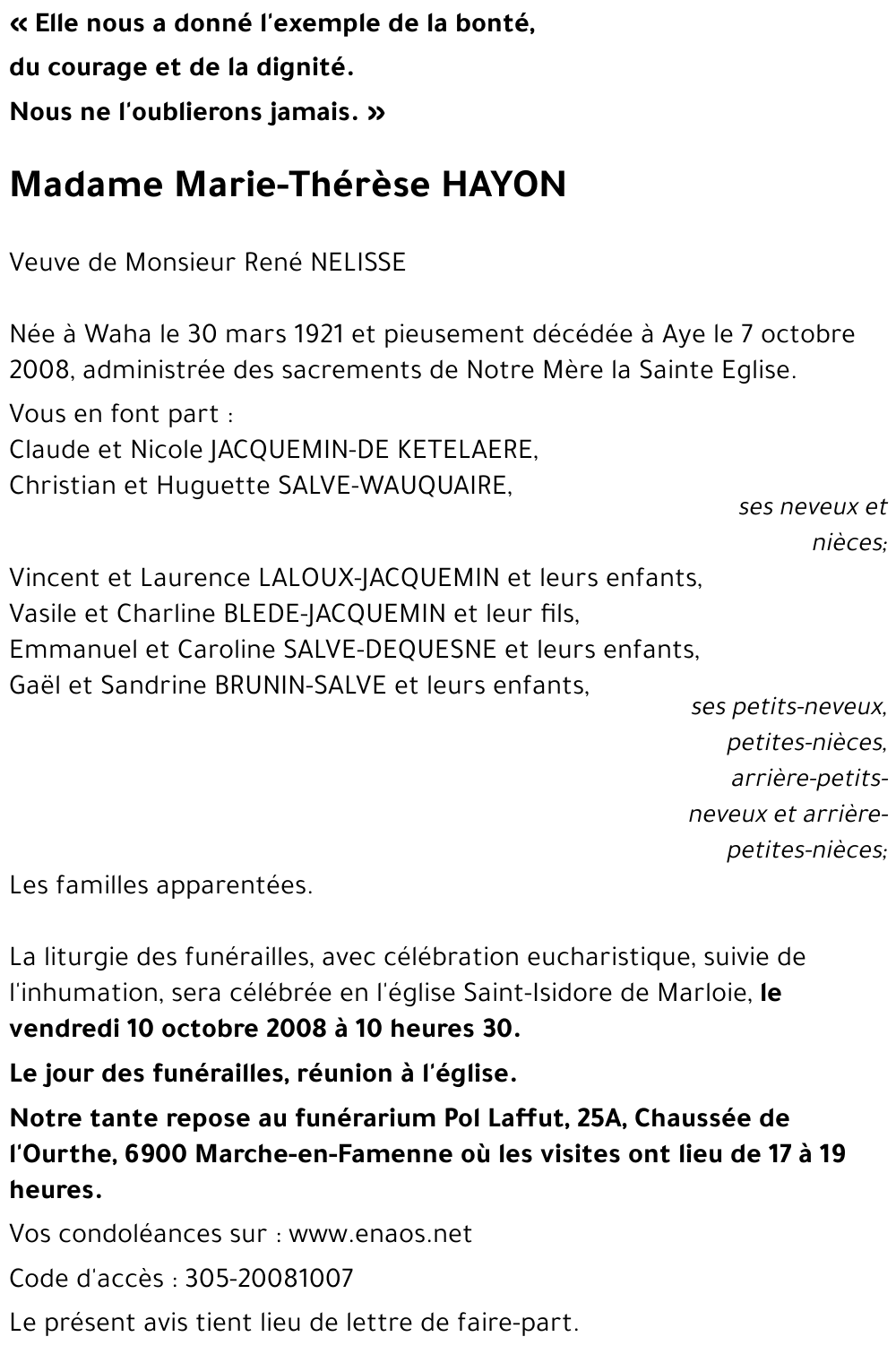 Marie-Thérèse HAYON