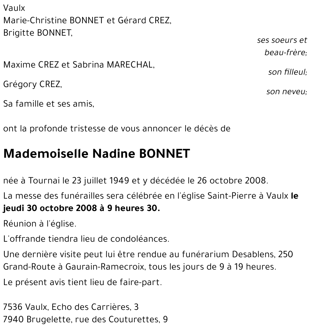 Nadine BONNET