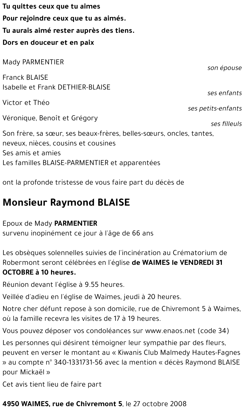 Raymond BLAISE
