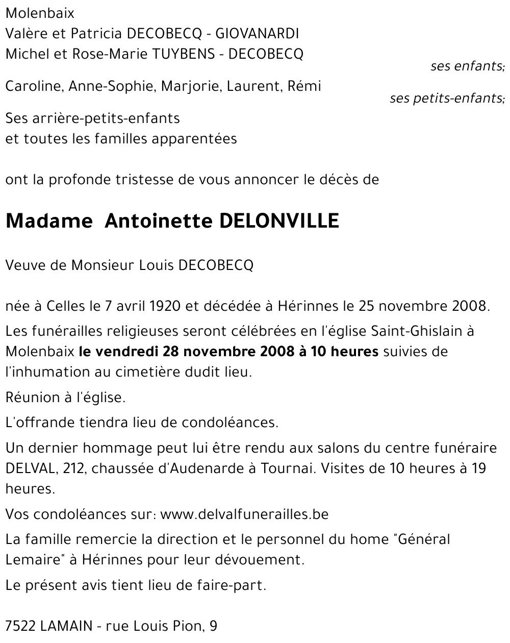 Antoinette DELONVILLE