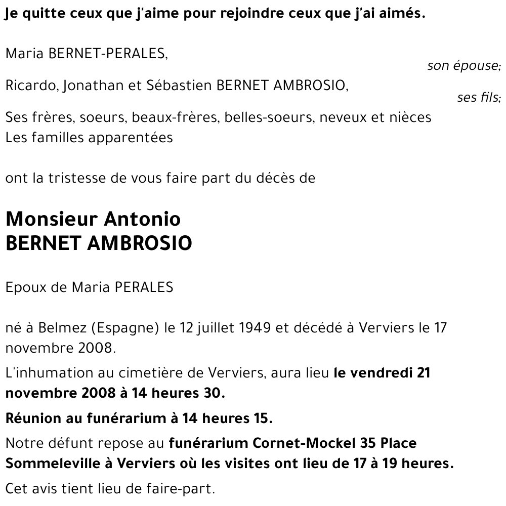 Antonio BERNET AMBROSIO