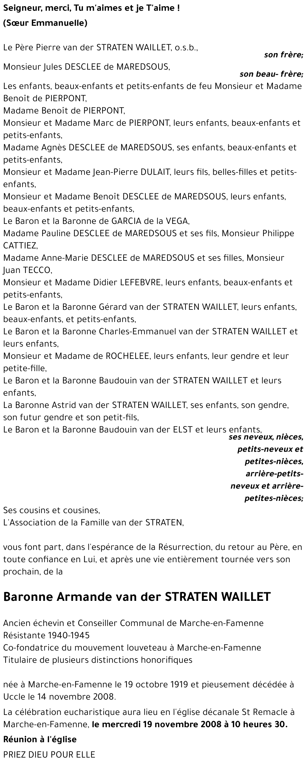 Armande van der STRATEN WAILLET