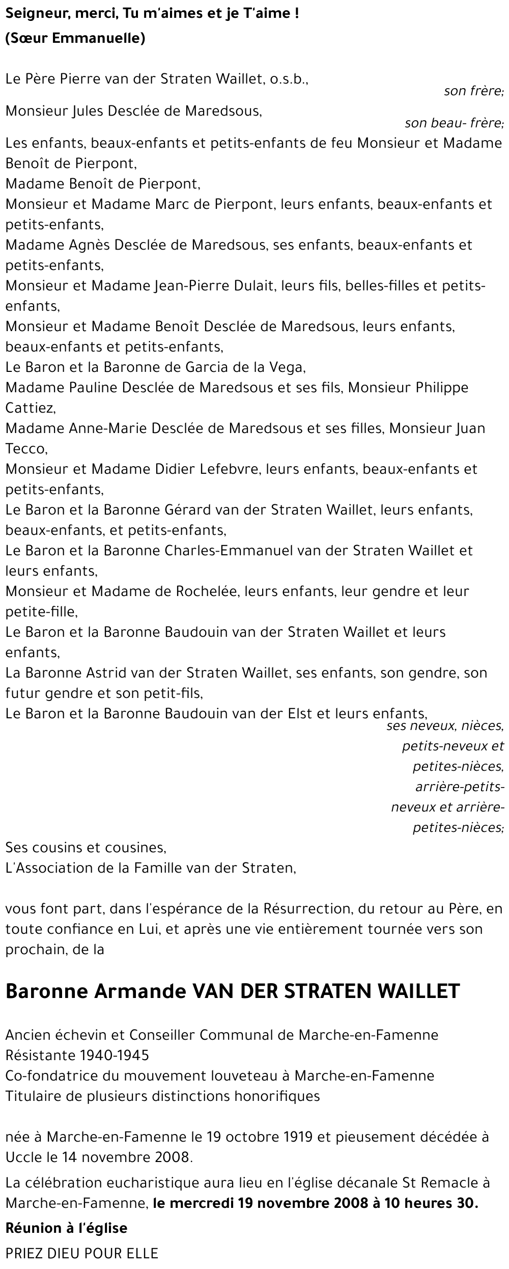 Armande van der STRATEN WAILLET