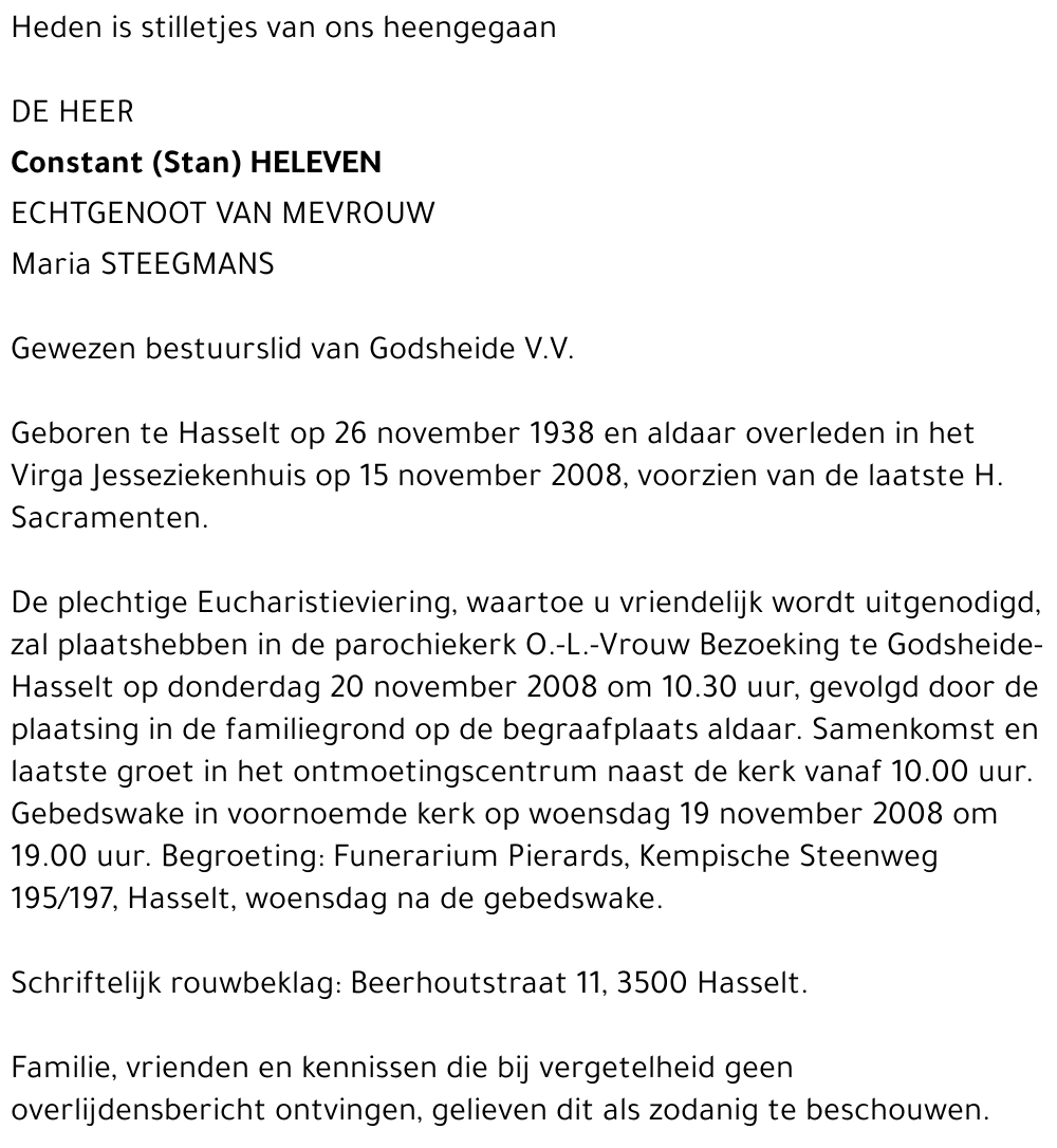 Constant (Stan) Heleven