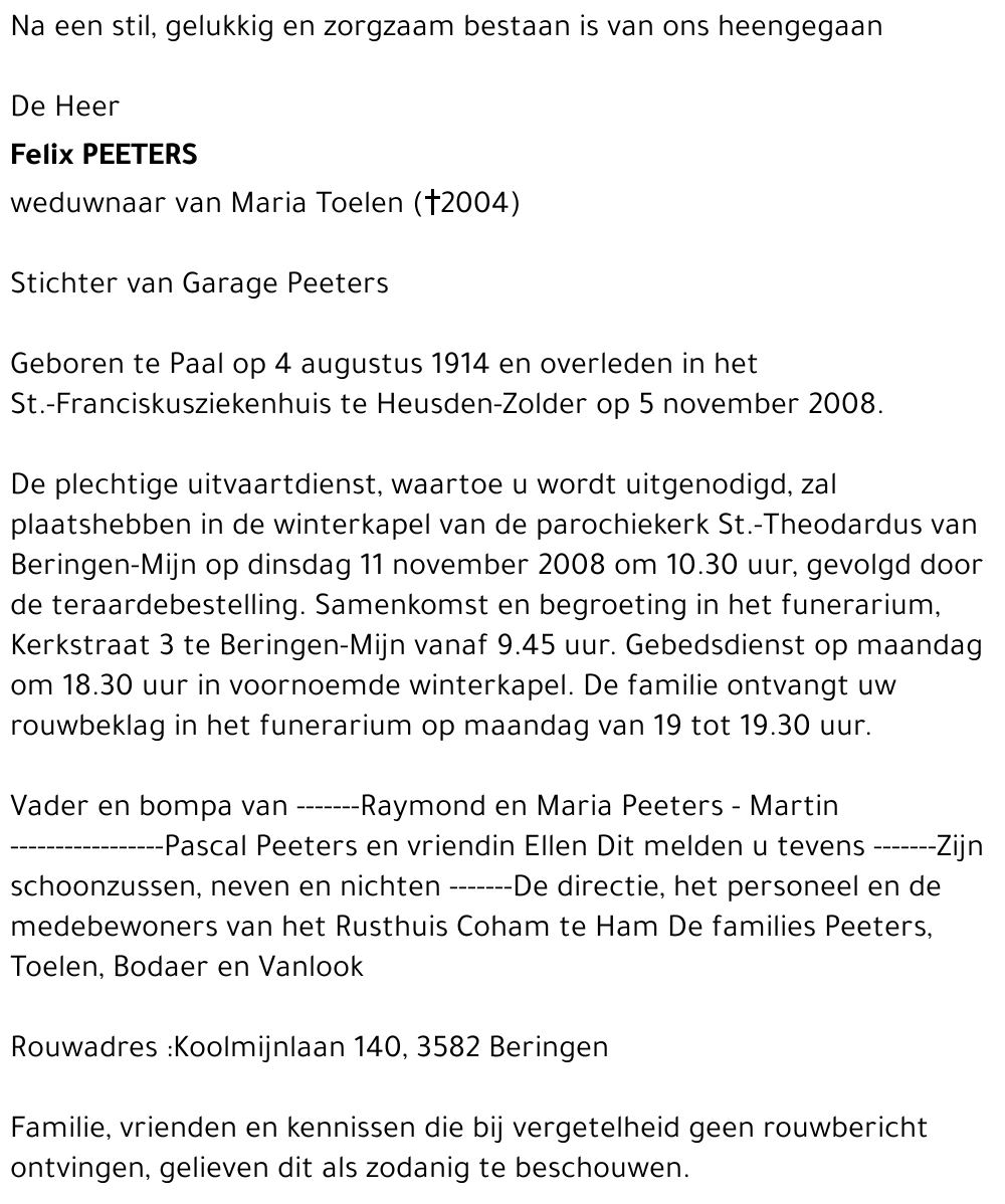 Felix (Fil) Peeters