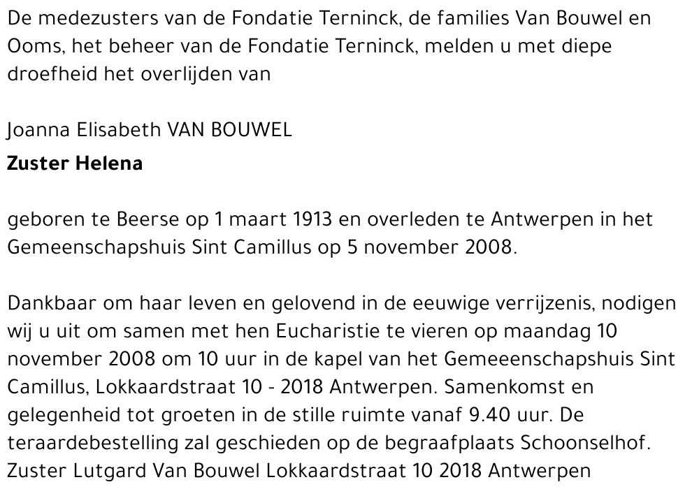 Joanna Elisabeth Van Bouwel