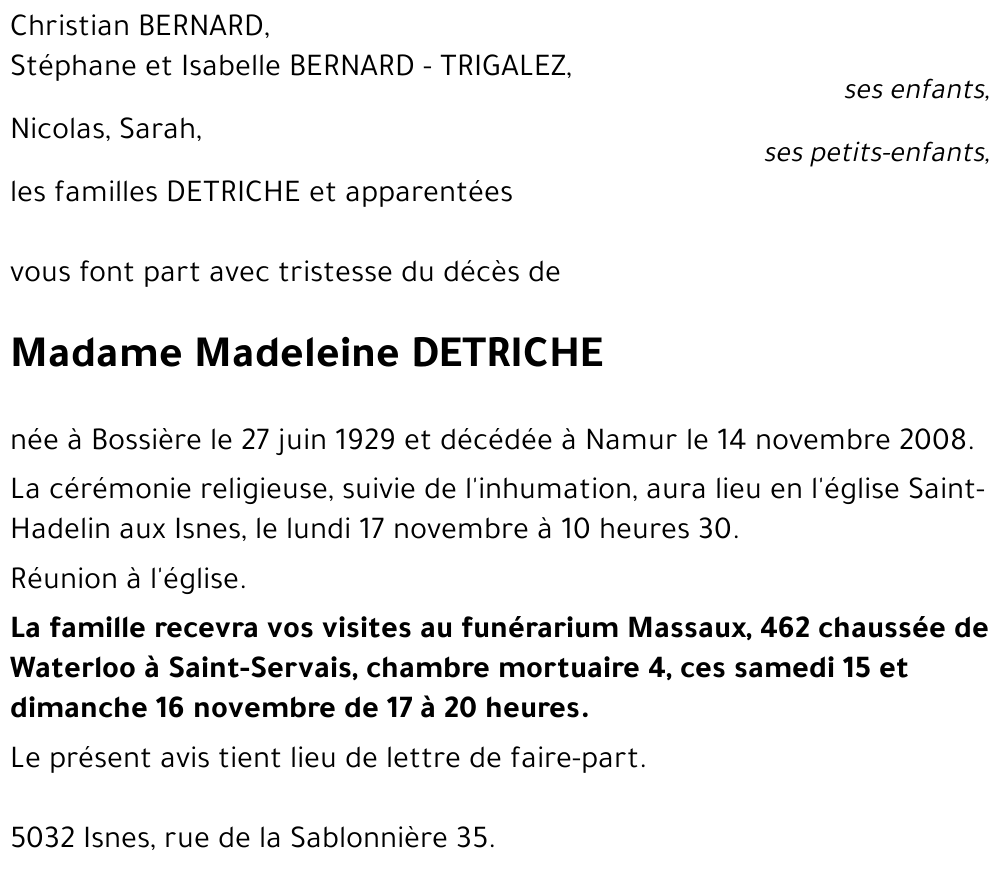 Madeleine DETRICHE
