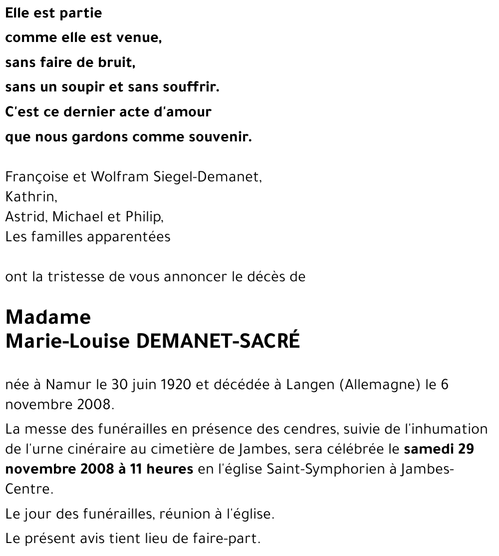 Marie-Louise SACRÉ
