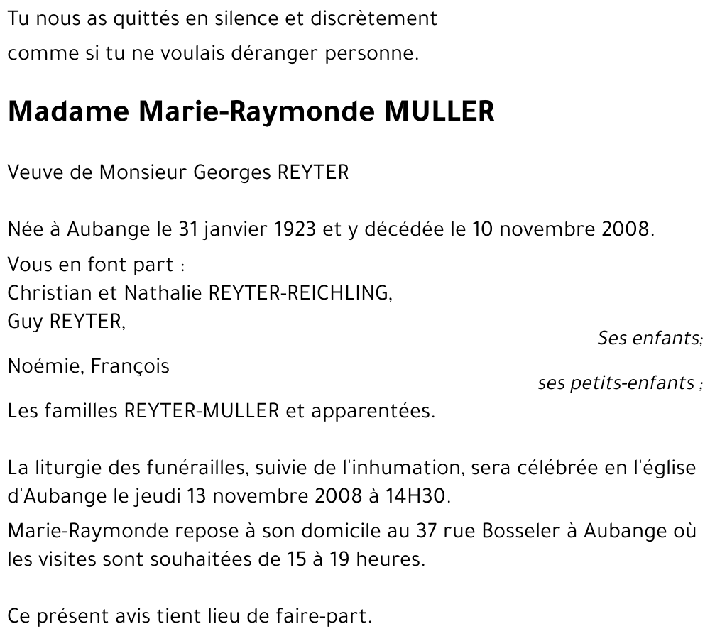 Marie-Raymonde MULLER
