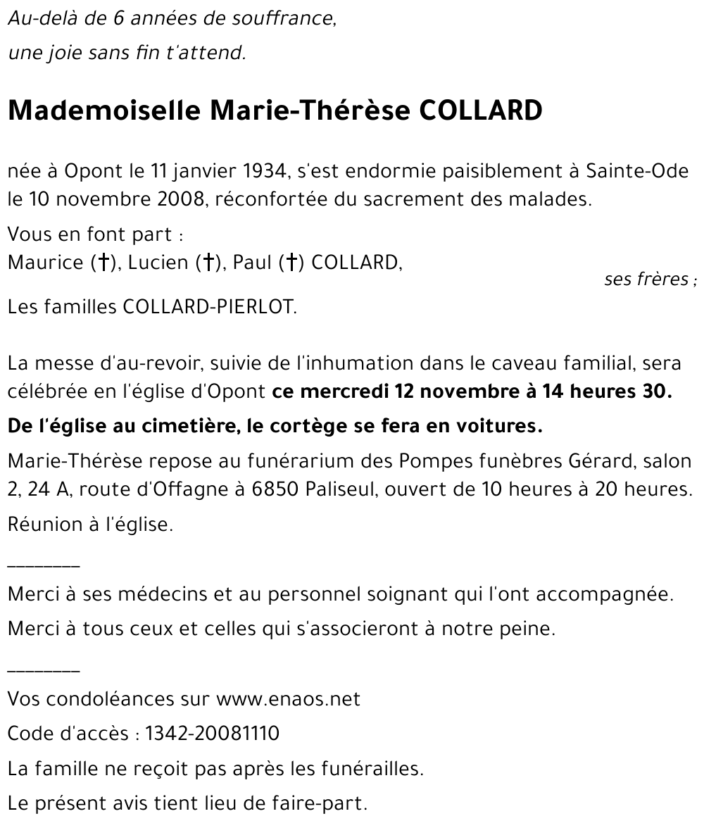 Marie-Thérèse COLLARD