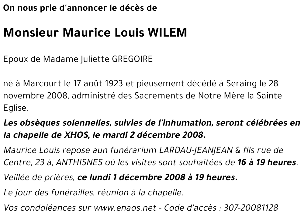Maurice Louis WILEM
