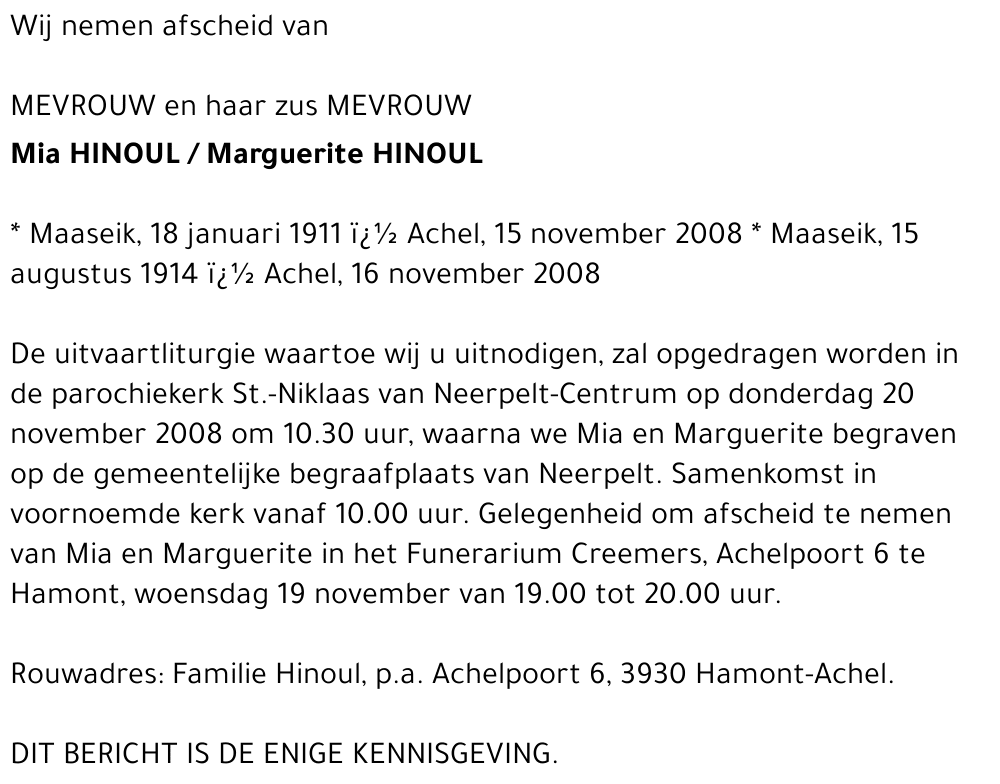 Mia / Marguerite Hinoul