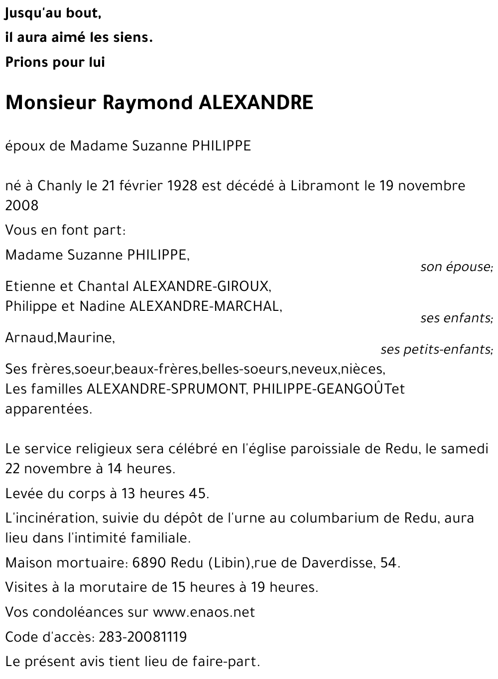 Raymond ALEXANDRE