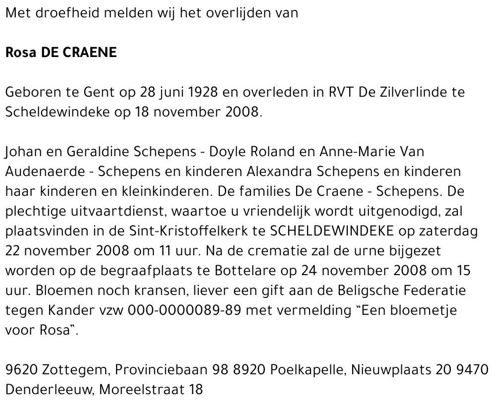 Rosa De Craene