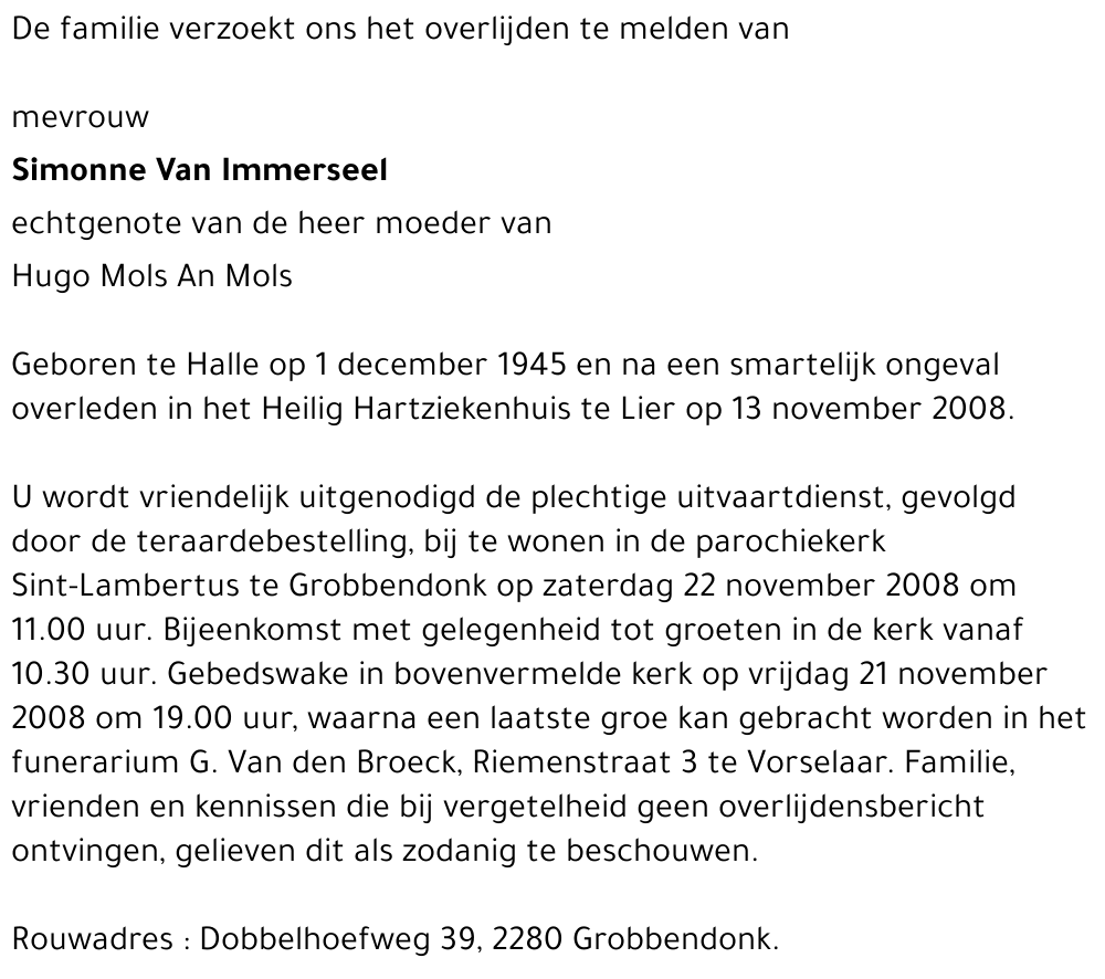 Simonne Van Immerseel