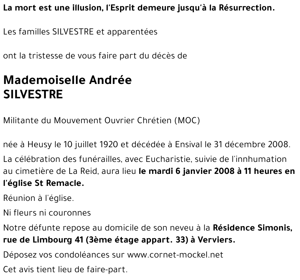 Andrée SILVESTRE