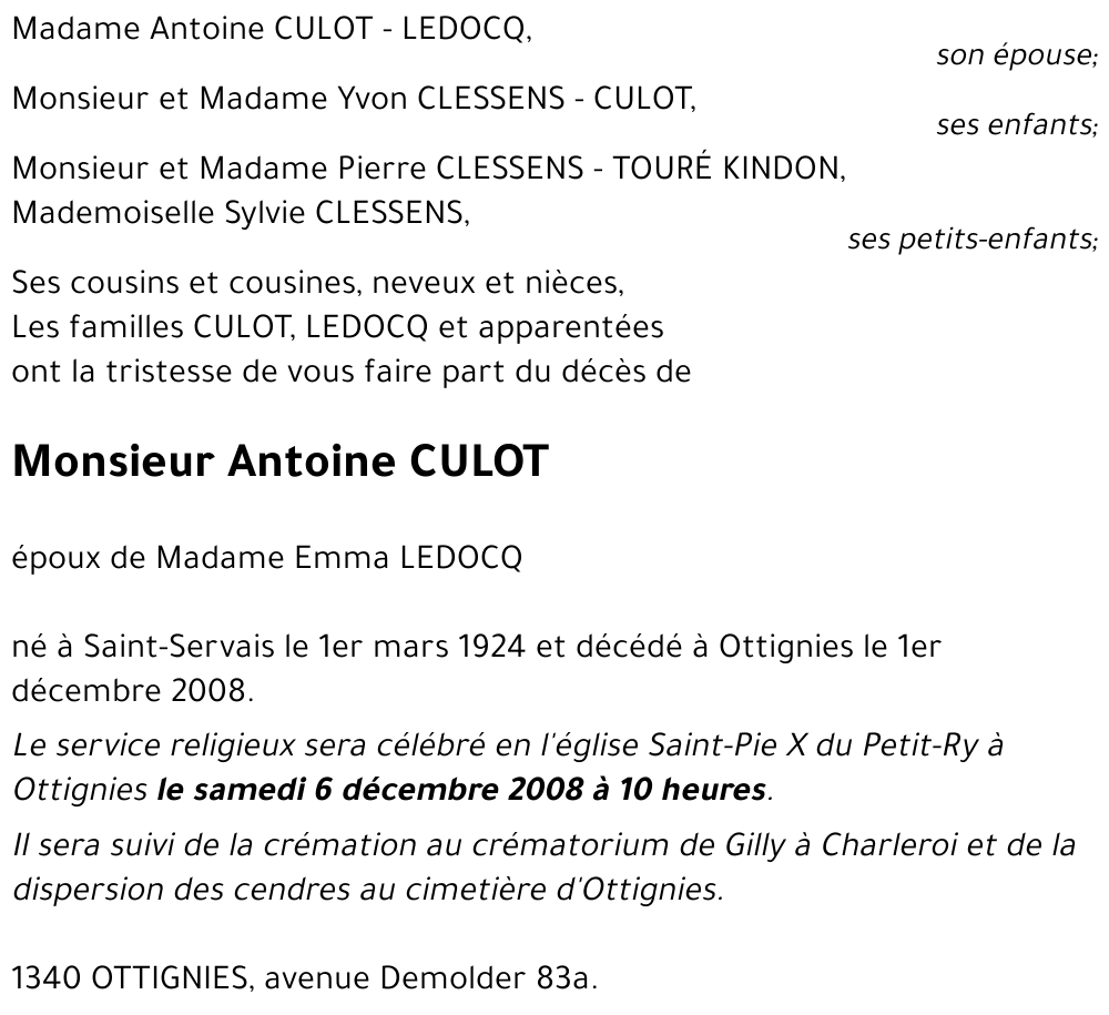 Antoine CULOT
