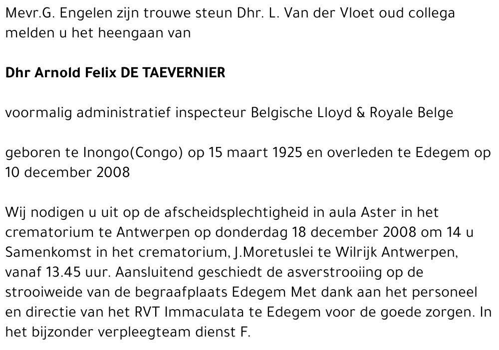 Arnold Felix De Taevernier