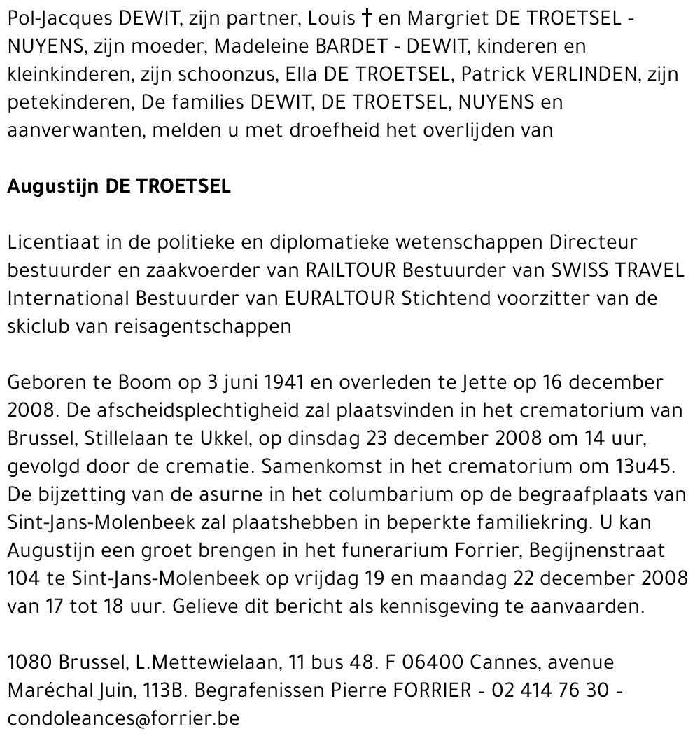 Augustijn De Troetsel