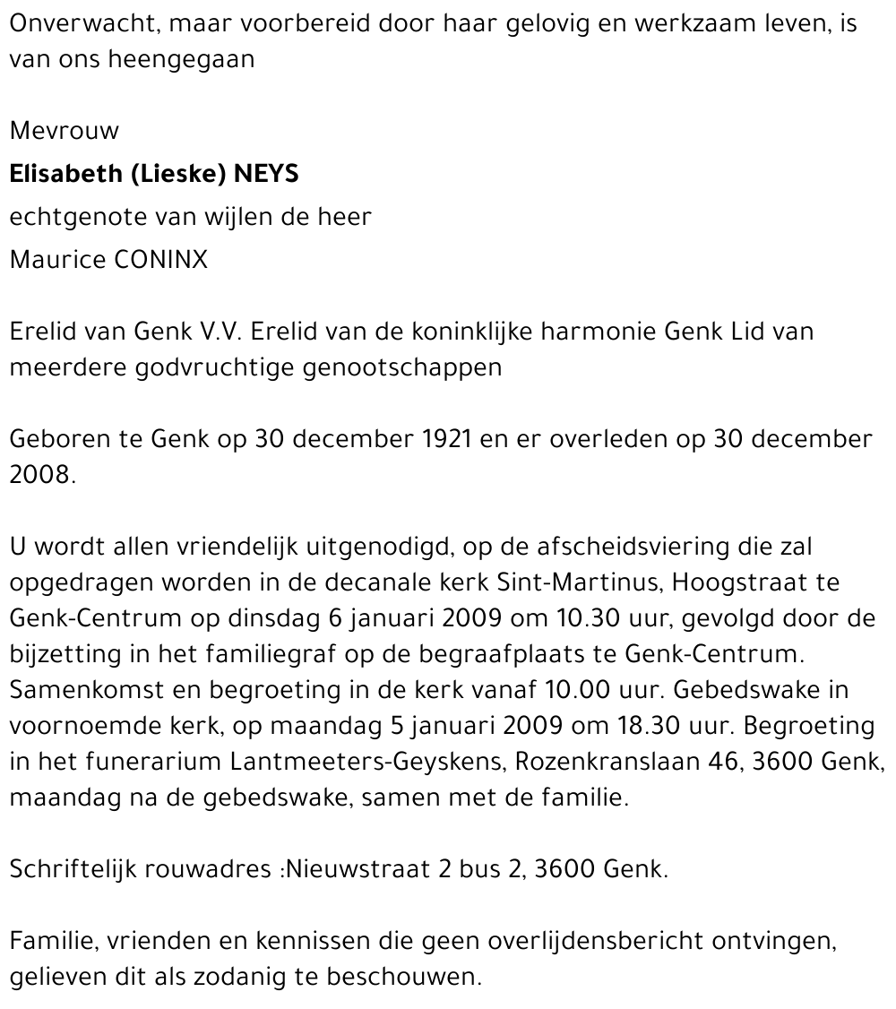 Elisabeth (Lieske) NEYS