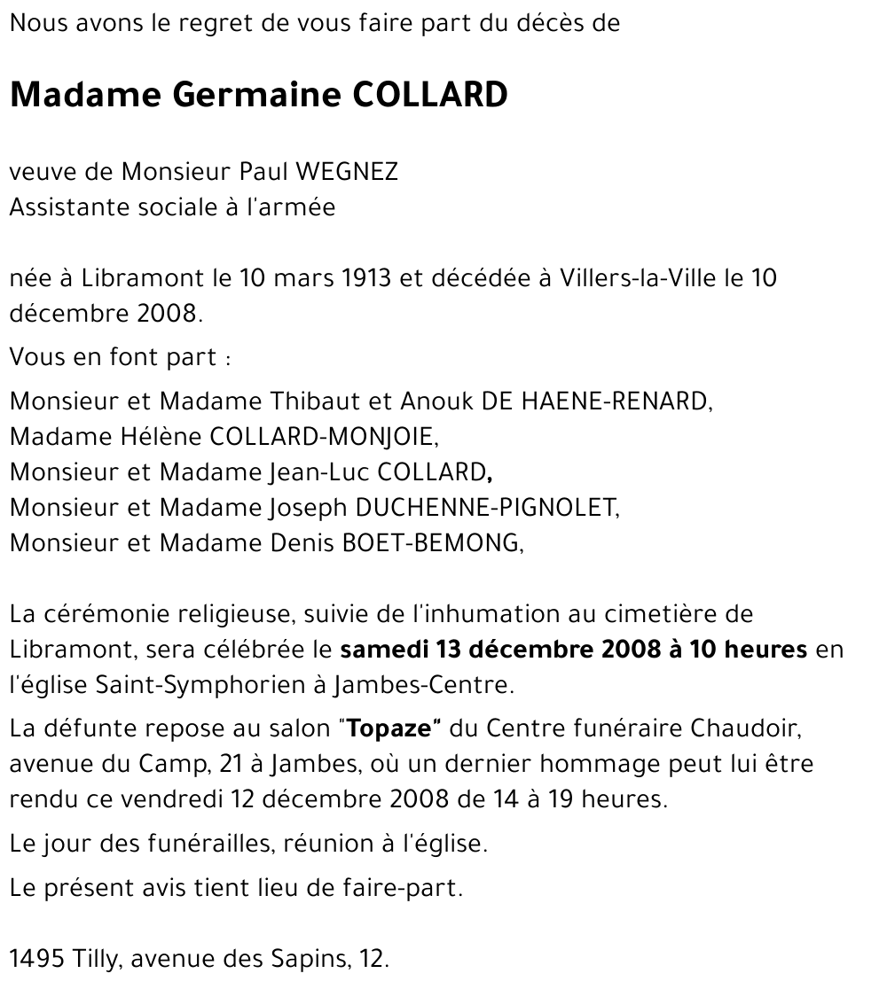 Germaine COLLARD