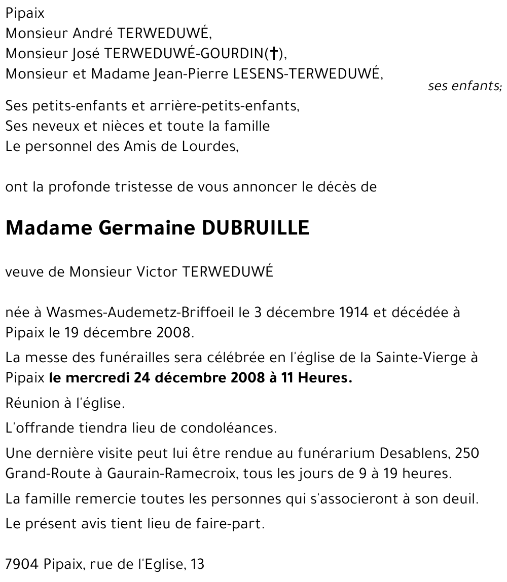 Germaine DUBRUILLE