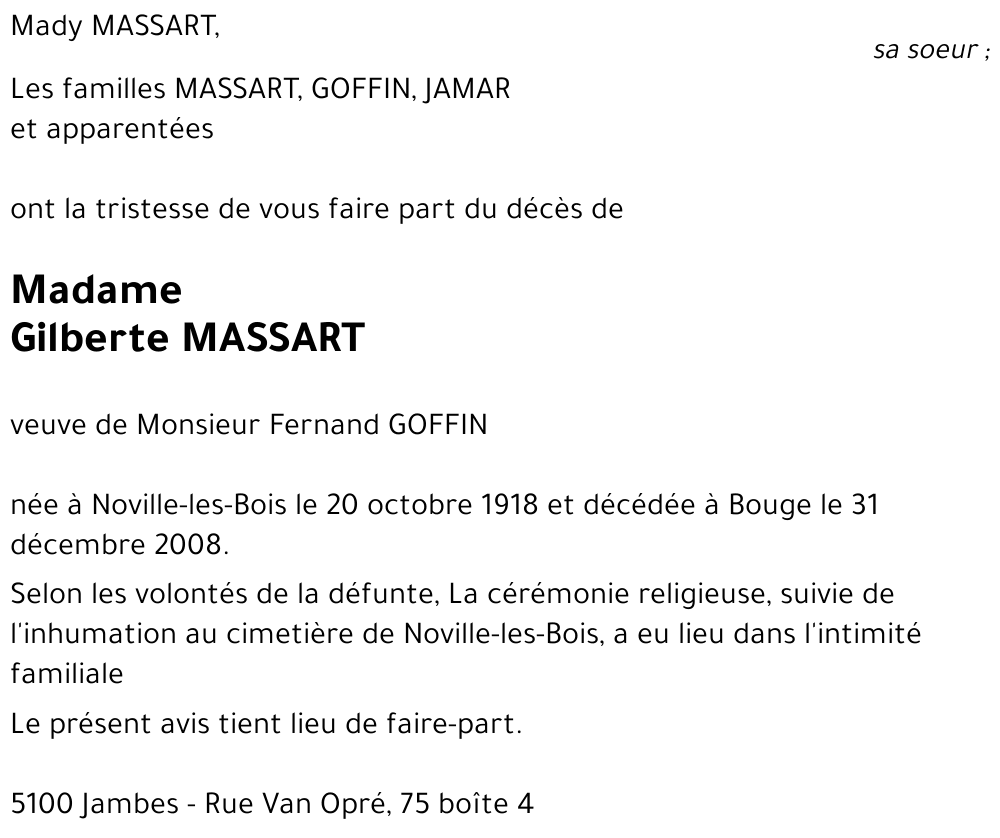 Gilberte MASSART